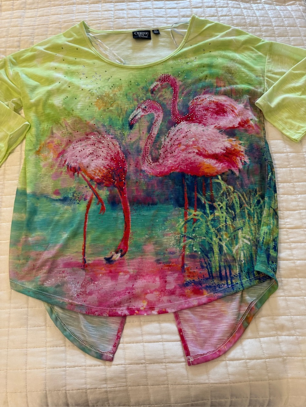 Onque casual Neon Green Flamingo Top